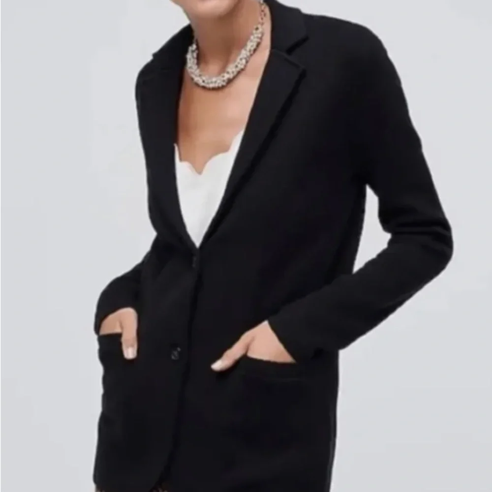 J Crew Factory Sweater Blazer Black Sz XXS - Picture 2 of 9